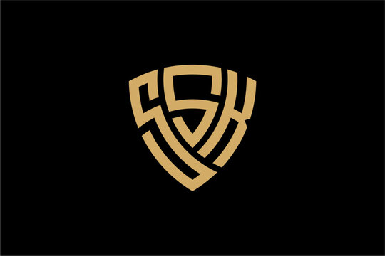 SSK creative letter shield logo design vector icon illustration