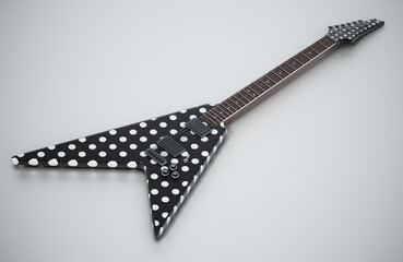Flying V electric guitar. 3D illustration