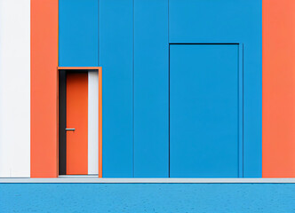 Door on a facade, minimalist, traditional architecture and decoration, 3D rendering