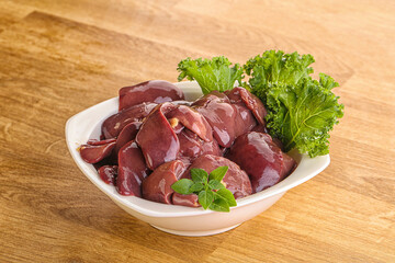 Raw chicken liver in the bowl