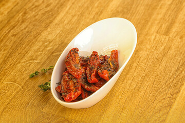 Sun-dried natural Italian tomato in the bowl