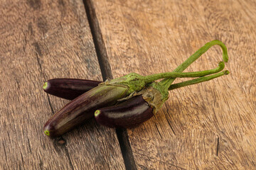 Baby organic purple eggplant heap