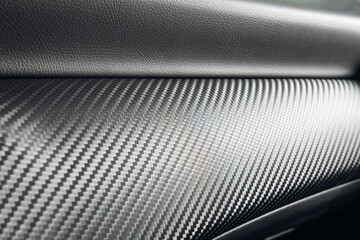 Modern car panel with leather and carbon