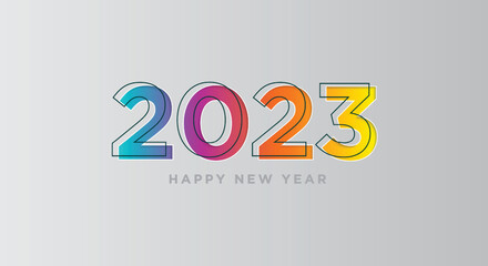 Happy new year 2023, horizontal banner. Brochure or calendar cover design template.