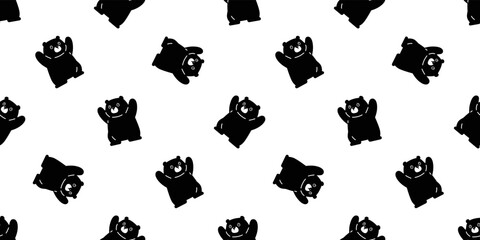 bear seamless pattern polar teddy vector sitting cartoon tile background repeat wallpaper gift wrapping paper illustration pet doodle design scarf isolated black