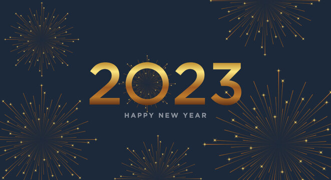 Happy New Year 2023. Fireworks Background Vector Illustration Design.