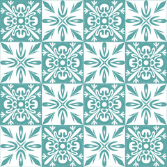 Trendy seamless pattern for ceramic tiles in spanish portuguese retro style, vector illustration eps square