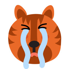 Tiger Face mood. A Present of Face Cry. Cute Wildlife Animal Character Vector Illustration.