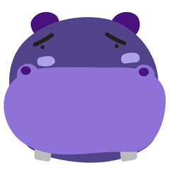 Hippopotamus face mood. A present of Sad. Cute Wildlife Animal Character Vector Illustration.