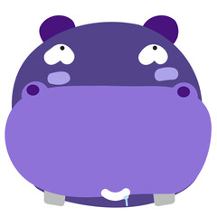 Hippopotamus face mood. A present of Face Obscene. Cute Wildlife Animal Character Vector Illustration.