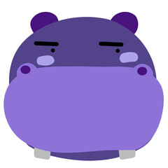 Hippopotamus face mood. A present of Face Glance. Cute Wildlife Animal Character Vector Illustration.
