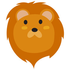 Lion face mood. A present of Face Still. Cute Wildlife Animal Character Vector Illustration.