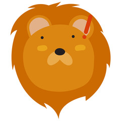 Lion face mood. A present of Face Confused. Cute Wildlife Animal Character Vector Illustration.