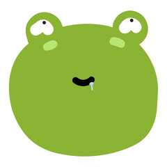 Frog face mood. A present of Face Obscene. Cute Wildlife Animal Character Vector Illustration.