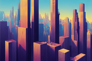 City skyline in the morning illustration