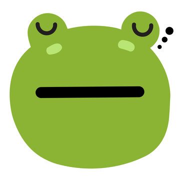 Frog face mood. A present of Face Sleep. Cute Wildlife Animal Character Vector Illustration.
