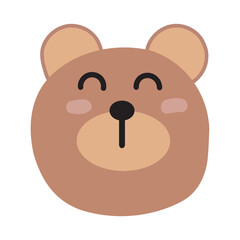 Bear face mood. Present of Face  Smile.
Cute Wildlife Animal Character Vector Illustration.