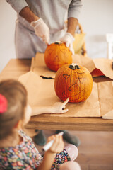 Carving pumpkin for Halloween