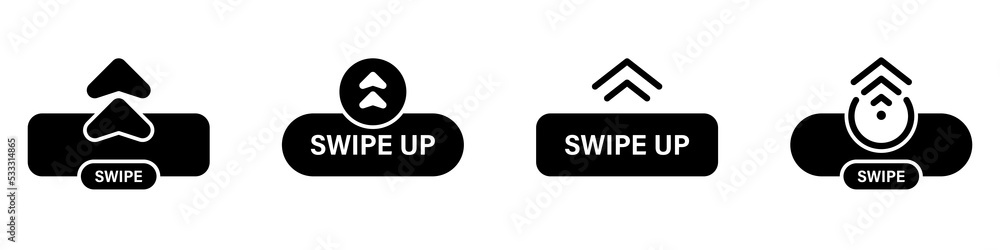Poster swipe up button for interface of social media app silhouette icon. action scroll pictogram. slide dr