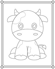 Cute cow suitable for children's coloring page vector illustration