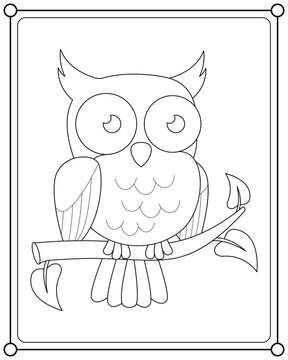 Cute owl suitable for children's coloring page vector illustration