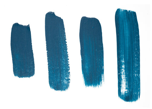 Blue paint brush strokes, art elements composition. Dirty artistic design.