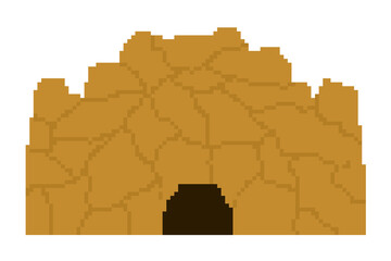 Pixel art illustration of a cave