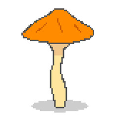 Pixel art illustration of an orange mushroom