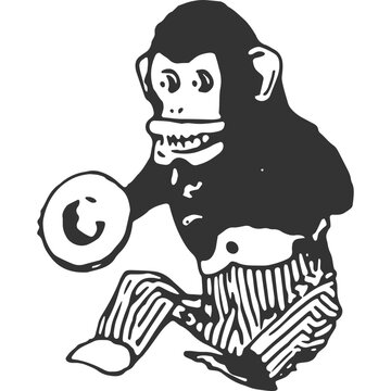 Cymbal Banging Monkey Vintage Illustration Vector