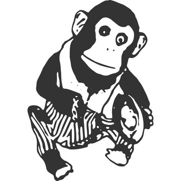 Cymbal Banging Monkey Vintage Illustration Vector