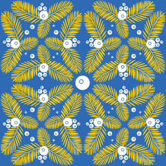 Symmetrical pattern for azulejo or talavera ceramic tiles, mediterranean wall decoration style vector illustration for design
