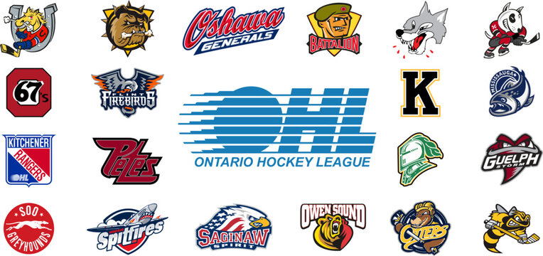 Ontario Hockey League. 2022-23. Barrie Colts, Niagara IceDogs, Hamilton Bulldogs, Ottawa 67's, Kitchener Rangers, London Knights, Owen Sound Attack, Flint Firebirds, Saginaw Spirit, Sarnia Sting etc