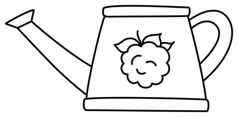 Watering can sketch. Doodle black line illustration