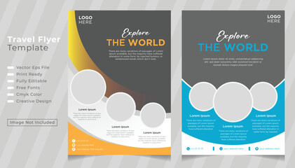 Travel Flyer template design. Summer party flyer design, tour flyer template.