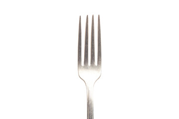 Silver dining fork isolated on white background