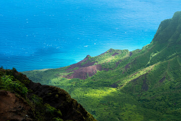 Aerial view from the Kalalau Lookout, Kauai, Hawaii
