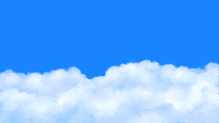 青空と雲の手描き水彩風背景イラスト