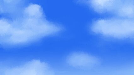 青空と雲の手描き水彩風背景イラスト