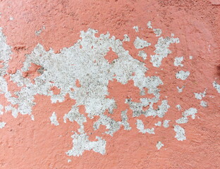 Old wall background - city building decay texture. Urban decline pattern with peeling paint.