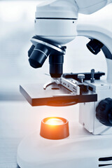 Close-up of microscope at laboratory