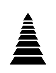 Fototapeta premium Black flat Christmas tree decoration, simple flat decorative illustration. PNG with transparent background