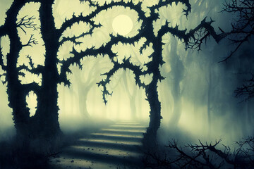Obraz premium Halloween in a haunted forest. 