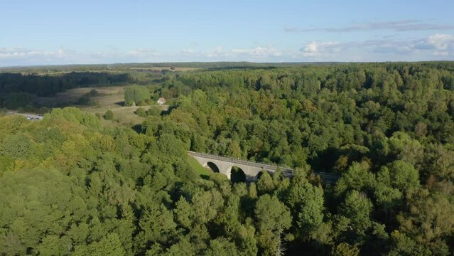Aerial: the old Prussian viaduct in Rominta forest