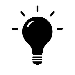 Lamp Silhouette Icon. Light Bulb Black Icon. Creative Idea Symbol. Innovation and Inspiration concept. Vector Isolated Illustration