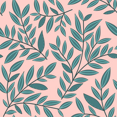 Leaves and branches seamless pattern