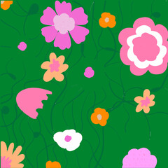 floral pattern on a green background summer meadow