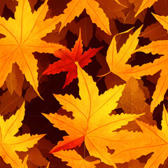 Naklejka na ściany i meble Autumn leaves as seamlessly tile pattern