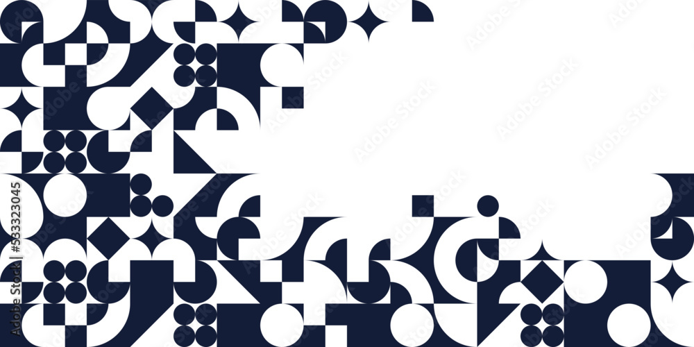 Poster geometric design vector, black and white modular constructor design background with copy space, ad t
