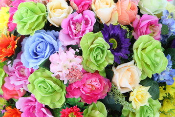 Close up of artificial flower bouquet.