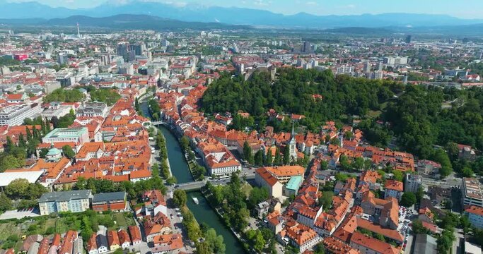 Aerial view of Ljubljana Slovenia